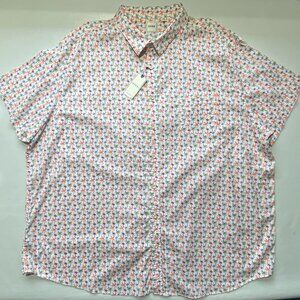 NEW 4XB Big Mens ROWM Shorts Sleeve Button Front Shirt Cotton Spandex Palm Trees